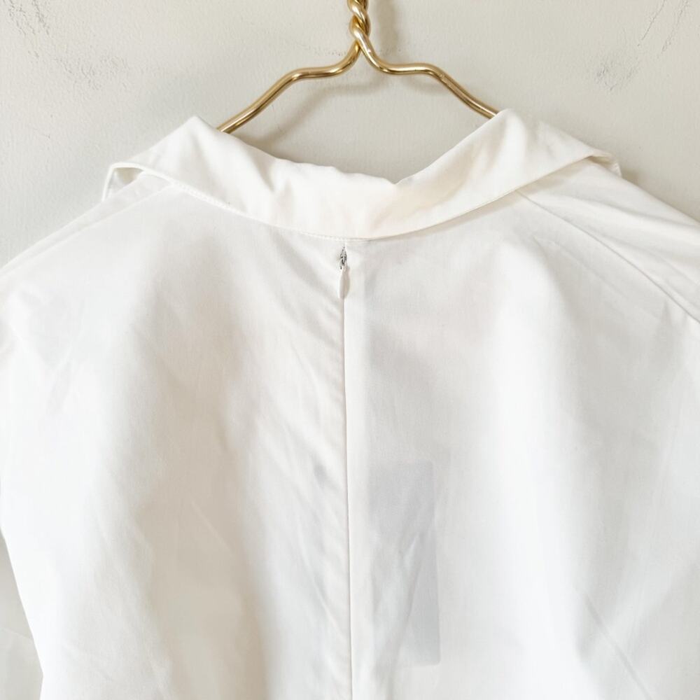 NWT Prettylittlething White Gathered Midi Shirt Dress Balloon Sleeves 4 - Picture 9 of 11